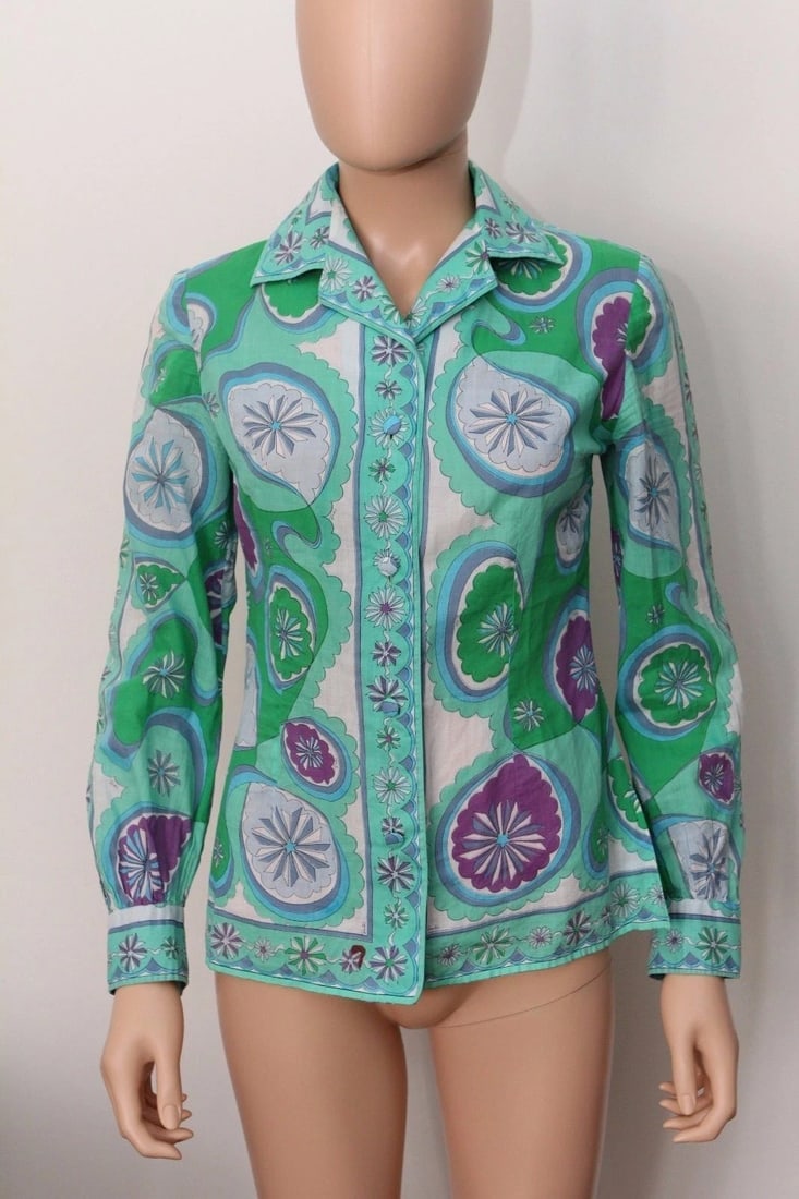 EMILIO PUCCI FLORENCE-ITALY 100% COTON 10 LORD+TAYLOR SHIRT BLOUSE (1 of 1)