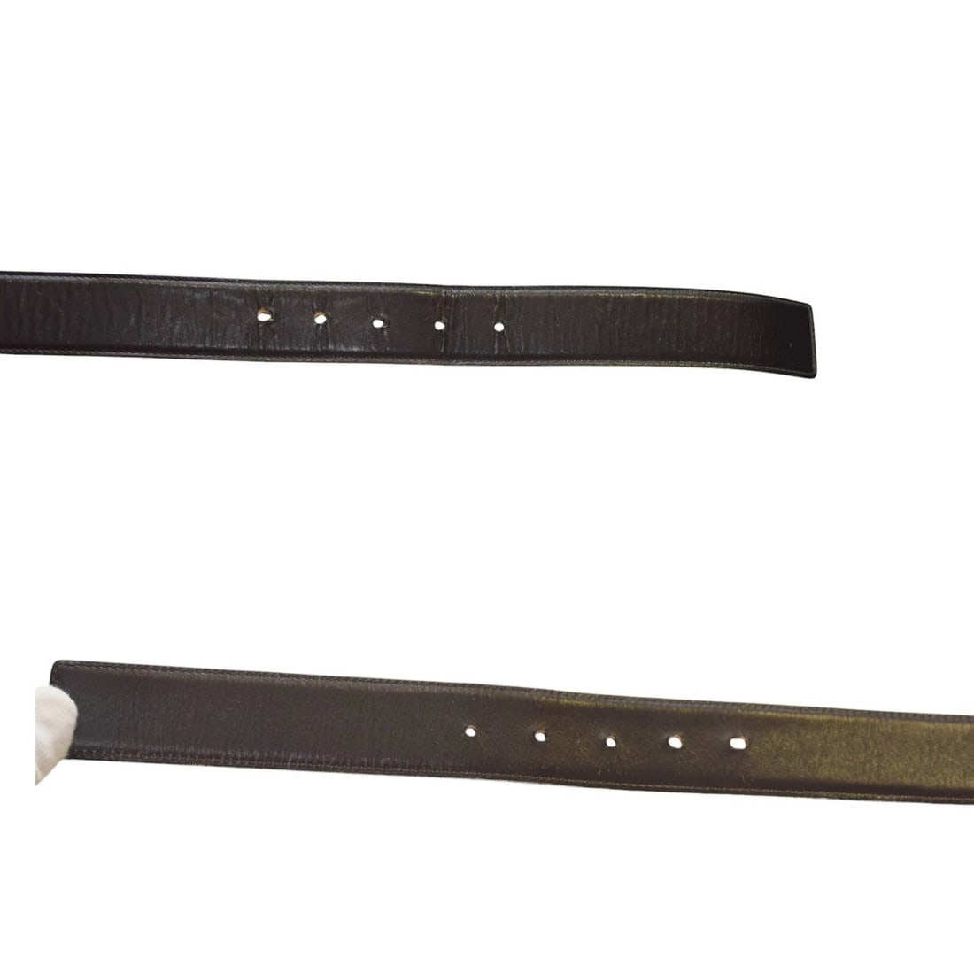 Gucci Black Leather Large G Monogram Silver Tone Buckle Waist Belt size 90 / 36 - 5