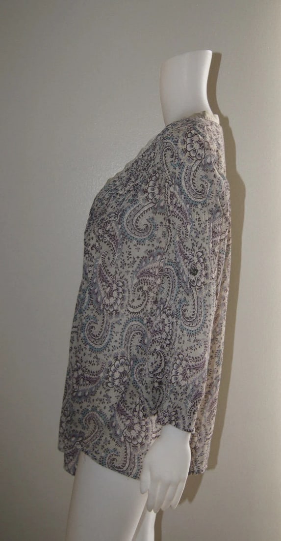 ELIZABETH AND JAMES TOP BLOUSE CARDIGAN SIZE M COTTON & SILK STYLISH - 3