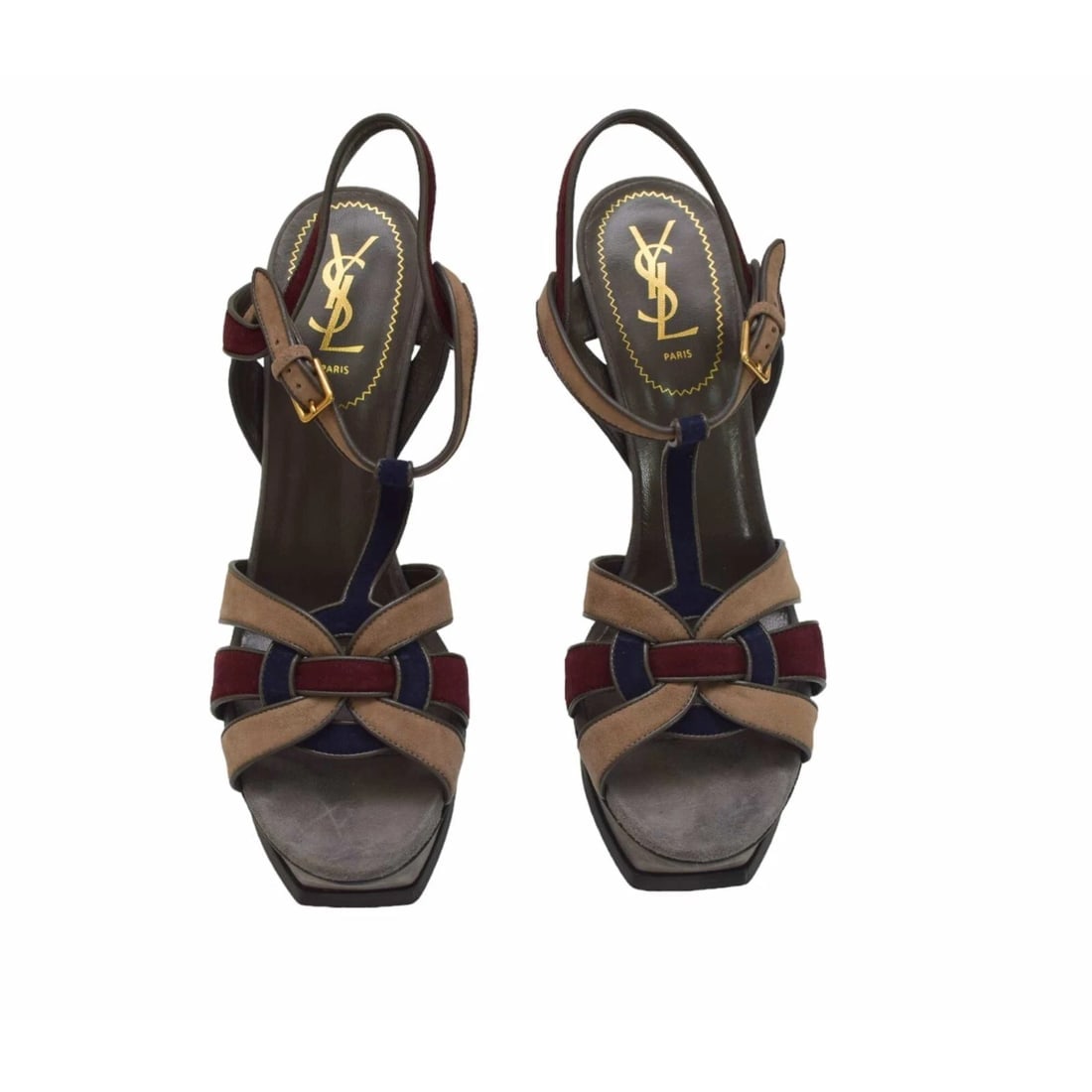 Yves Saint Laurent YSL multicolor Tribute suede leather sz 41 sandals platform - 2