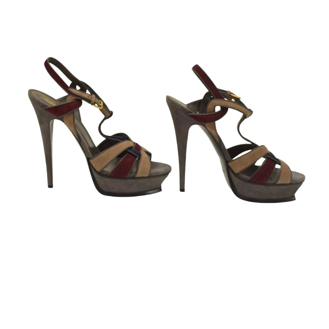Yves Saint Laurent YSL multicolor Tribute suede leather sz 41 sandals platform - 5