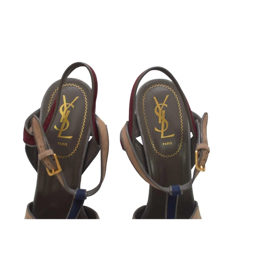 Yves Saint Laurent YSL multicolor Tribute suede leather sz 41 sandals platform - 7
