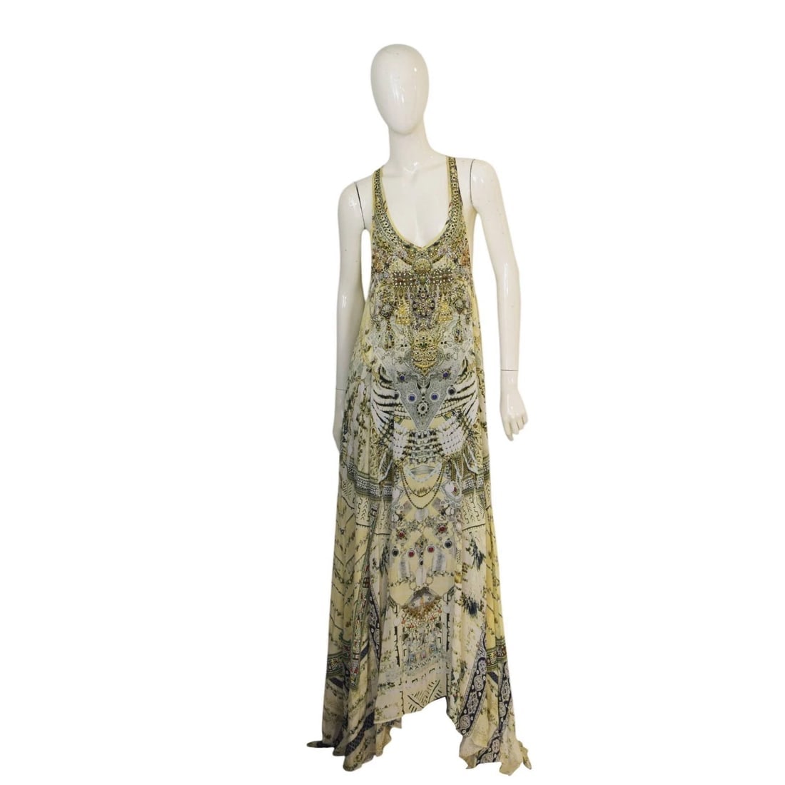 Camilla Printed & Beaded 100% Silk Sleeveless Long Summer V Neck Racerback dress (1 of 9)