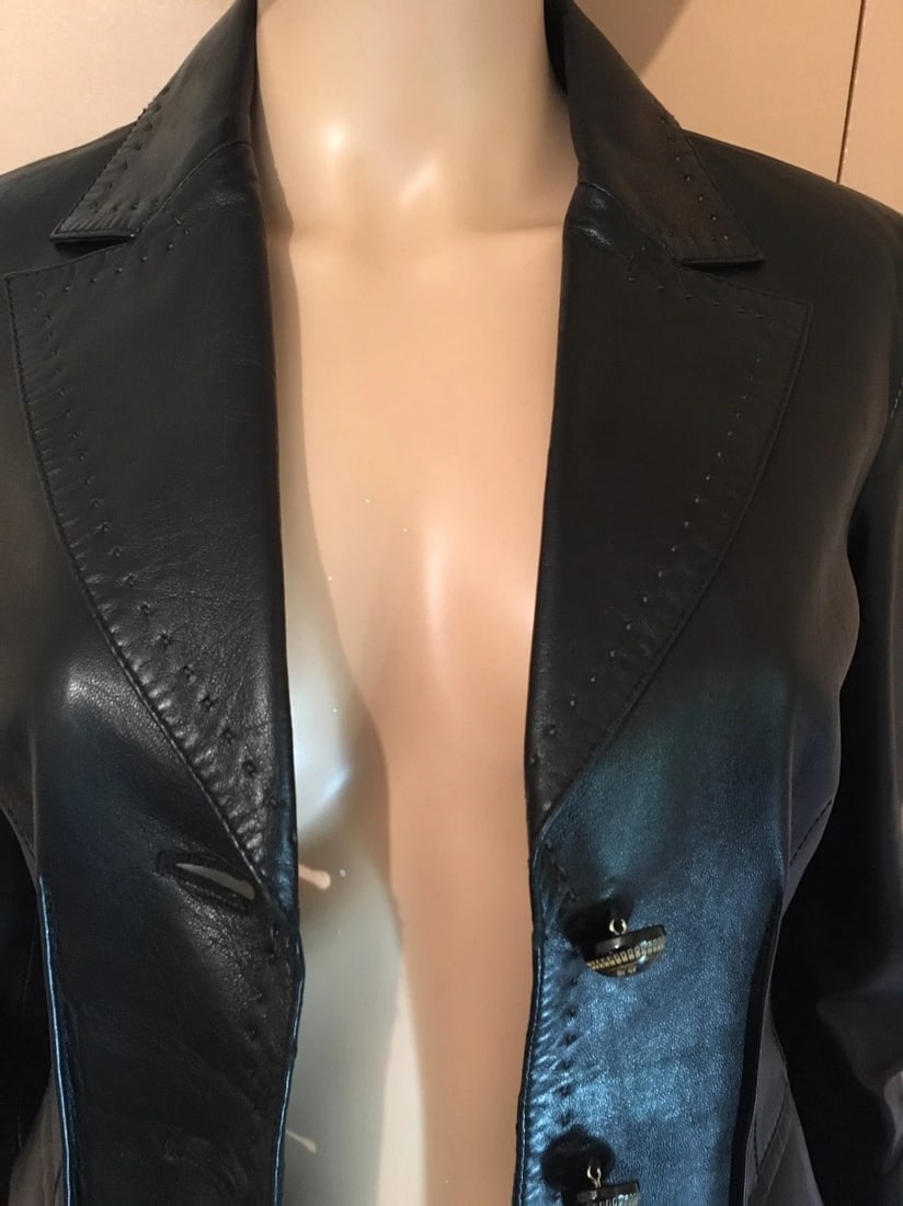 Timeless Mabrun Black Leather Jacket Size 40 - 4