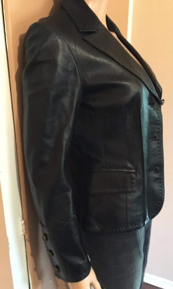 Timeless Mabrun Black Leather Jacket Size 40 - 6