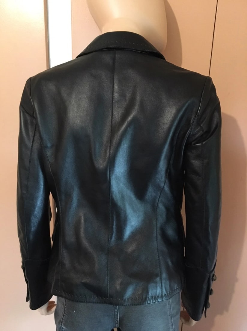 Timeless Mabrun Black Leather Jacket Size 40 - 7