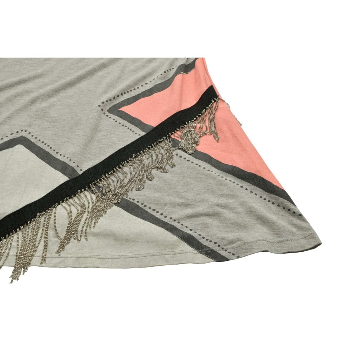 Sass & Bide S&B Gray Pink Chain Fringes T-Shirt A- Line Top Blouse size S - 7