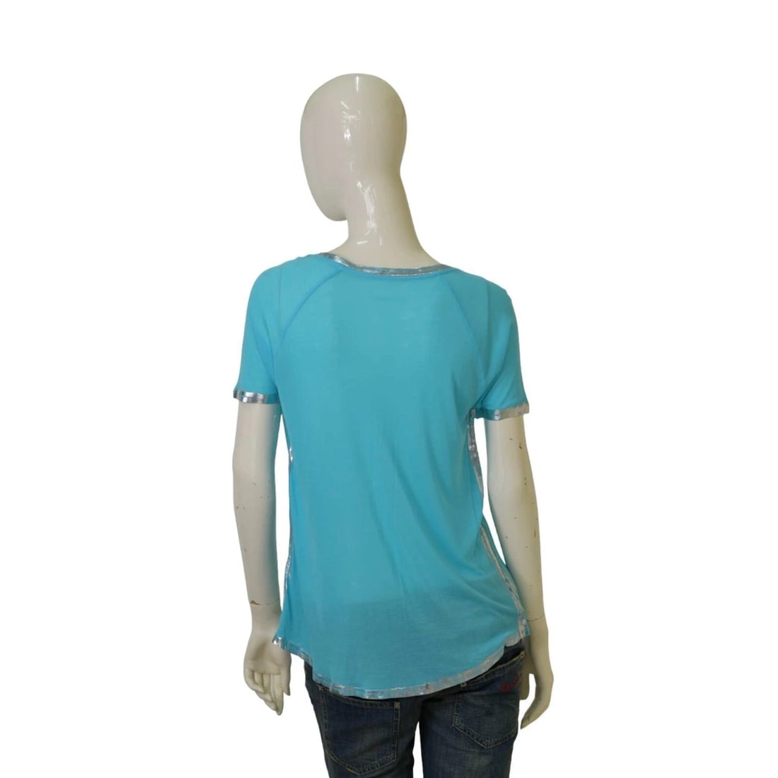 Zadig and Voltaire Margot Foil Blue & Silver Modal Top T-shirt size S - 2