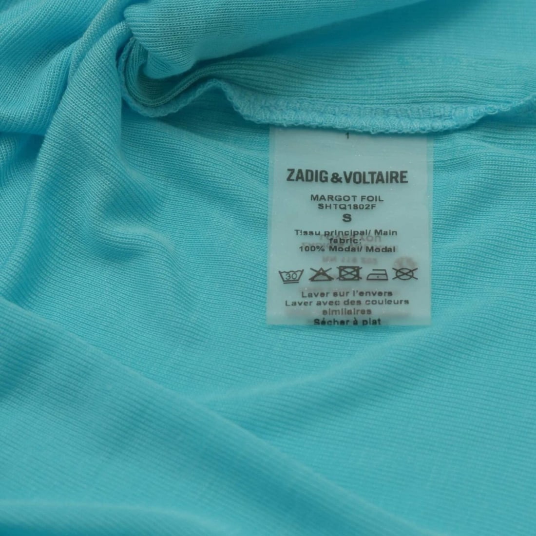 Zadig and Voltaire Margot Foil Blue & Silver Modal Top T-shirt size S - 5