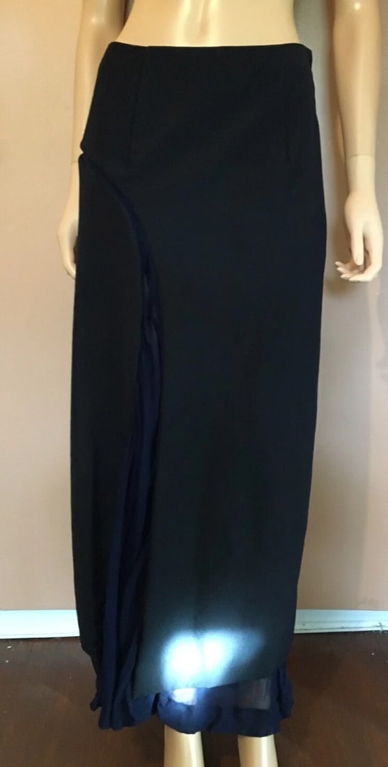 Eclectic Comme Des Garcons Black Long Wool Skirt Size Medium (1 of 7)