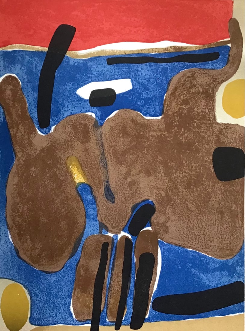 1964 Maurice Esteve Original Lithograph Composition: Title: 1964 Maurice Esteve Original Lithograph Composition Description: Artist: Maurice Esteve Country: France Title: Composition Medium: Original Lithograph Marks: Not signed, Not numbered Paper Size