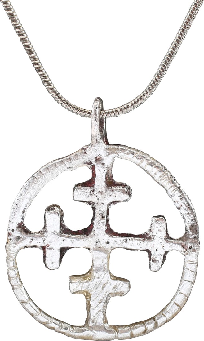 RARE CRUSADER'S CROSS PENDANT NECKLACE, 11th-13th CENTURY (1 of 4)