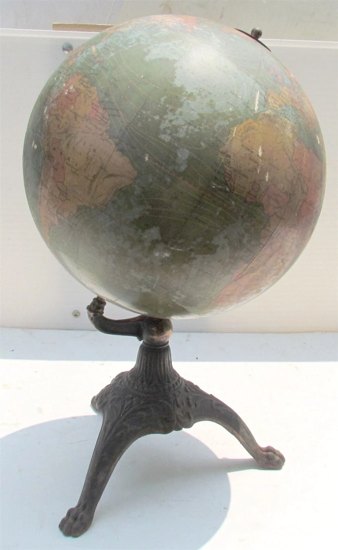 GLOBE 12 inch TERRESTRIAL ANTIQUE WWI ERA (1 of 8)