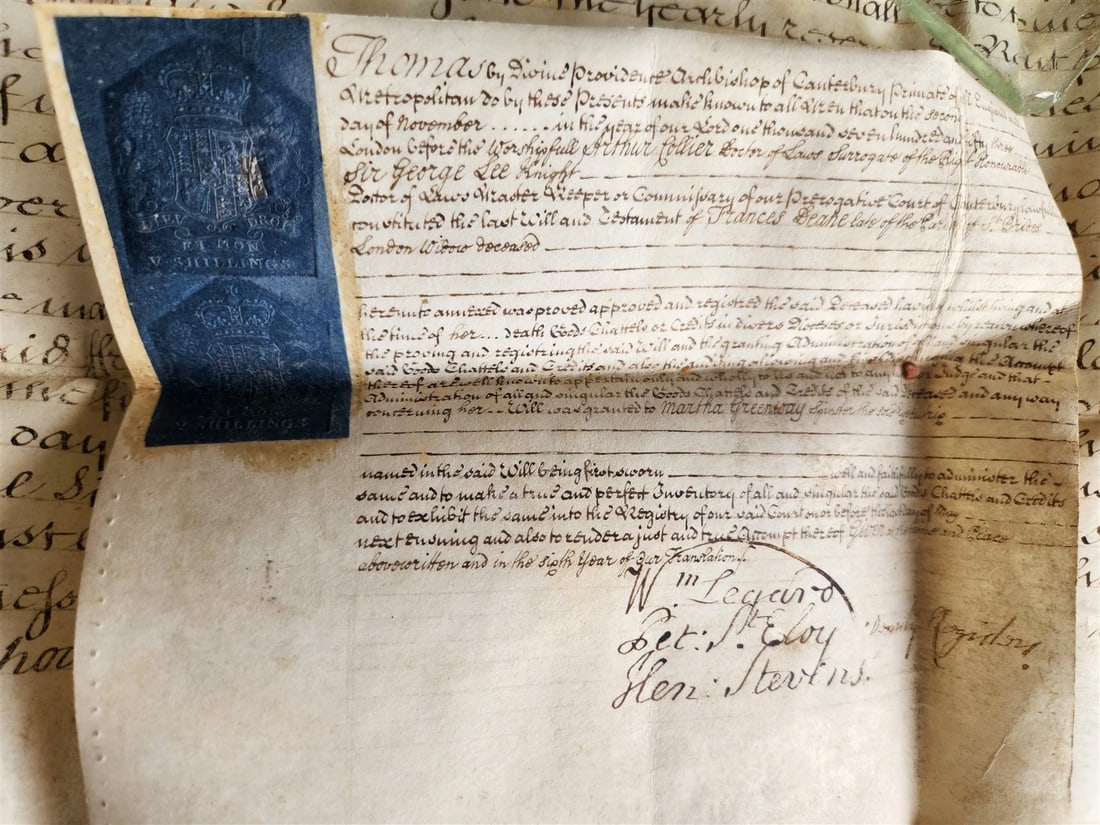 1753 MANUSCRIPT on VELLUM ANTIQUE LEGAL DOCUMENT in ENGLISH 18th CENTURY: Title: 1753 MANUSCRIPT on VELLUM ANTIQUE LEGAL DOCUMENT in ENGLISH 18th CENTURY Description: Hand written on vellum Dated - 1753 Size 19 by 21" Text in English Reserve: $42.00 Shipping: Domestic: Fl