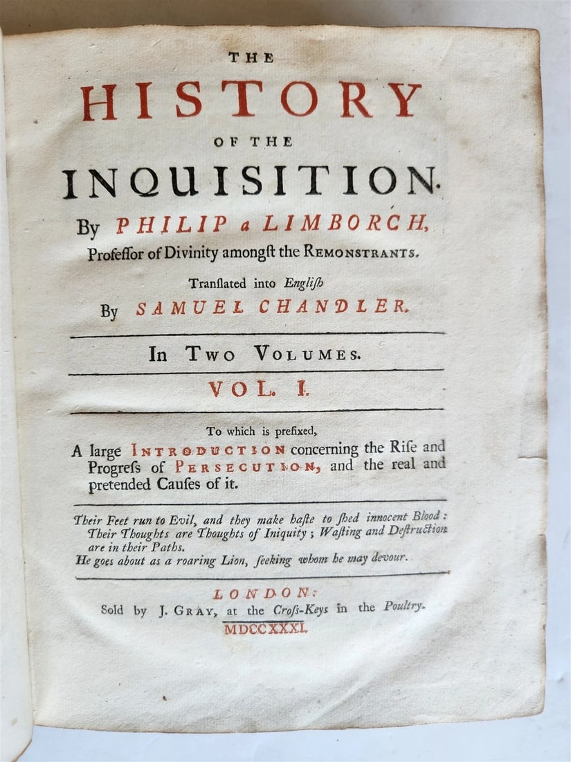 1731 HISTORY of INQUISITION in ENGLISH by Limborch antique ILLUSTRATED (1 of 13)