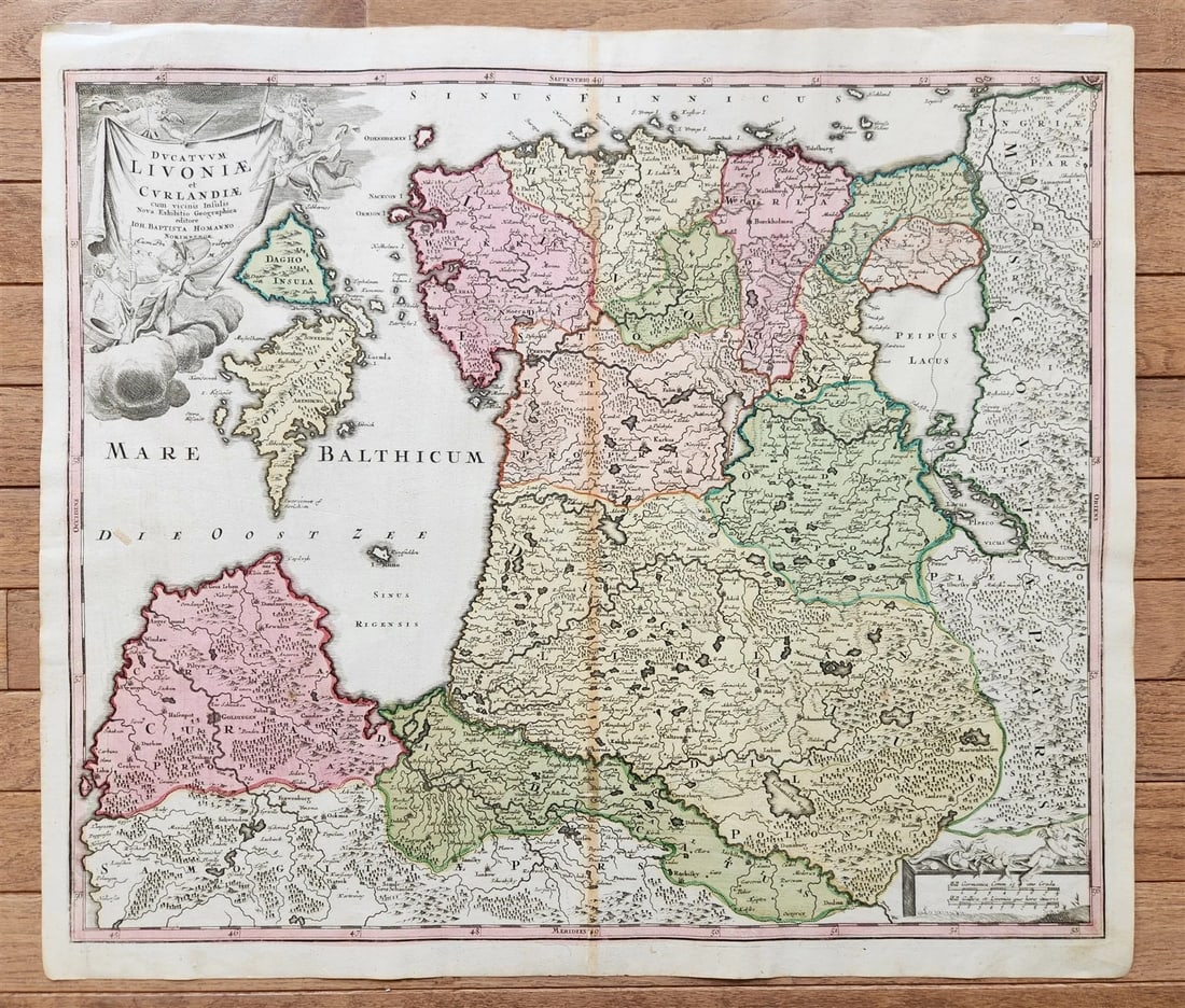 1730 DUCATUUM LIVONIAE et CURLANDIAE antique MAP Estonia Lithuania Latvia HOMANN (1 of 6)