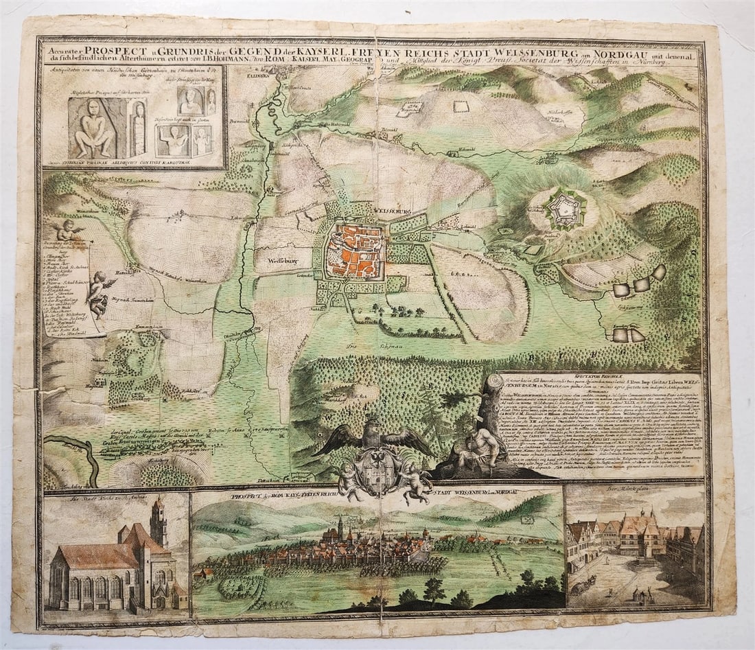 1725 GERMANY antique MAP Weissenburg am Nordgau by JOHANN HOMANN (1 of 9)