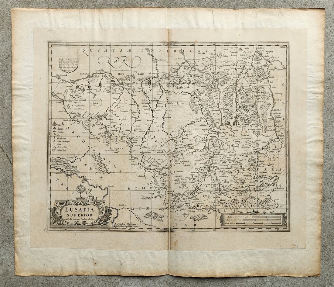 1720s GERMANY SAXONY antique LUSATIA SUPERIOR MAP by B. Sculteto - JANSSON (1 of 6)