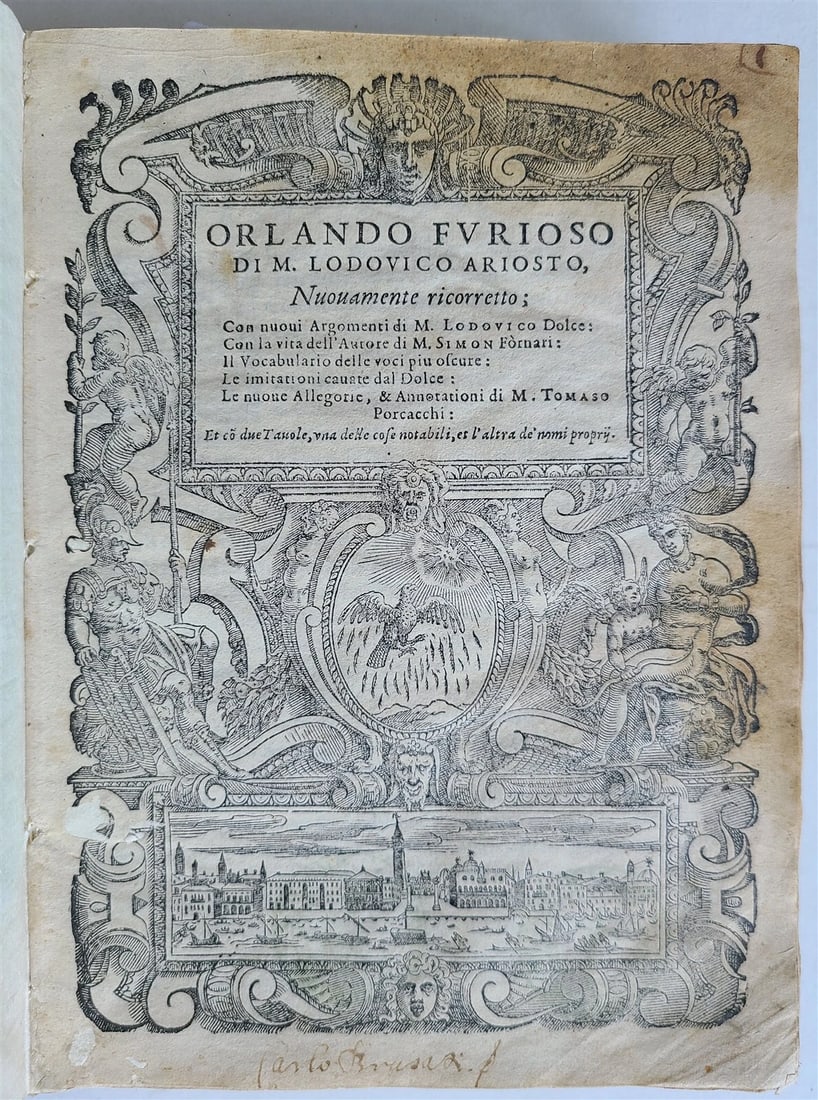 1583 ORLANDO FURIOSO by Ludovico ARIOSTO STRIKINGLY ILLUSTRATED antique vellum (1 of 13)