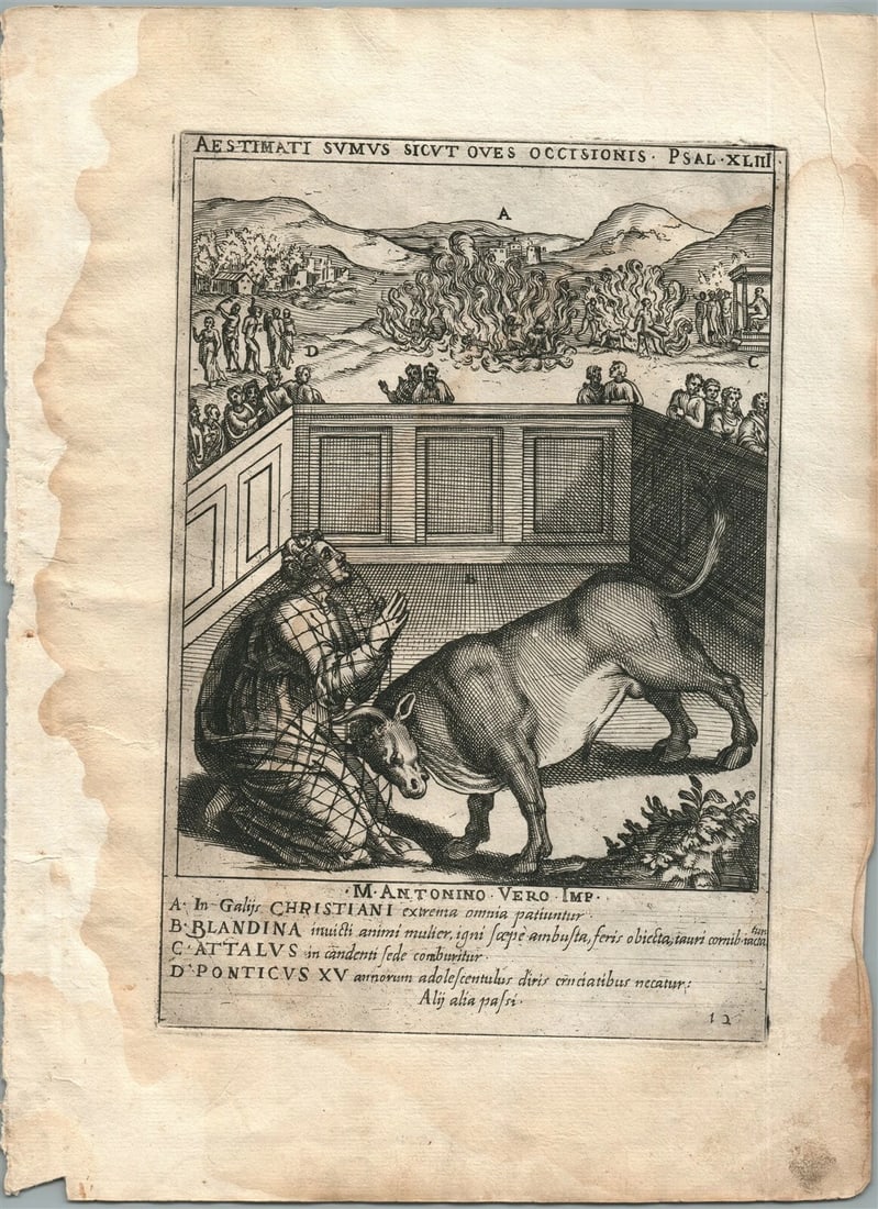 1585 ENGRAVING MARTYRDOM SCENE by CAVALIERI Ecclesiae militantis triumphi # 12 (1 of 2)