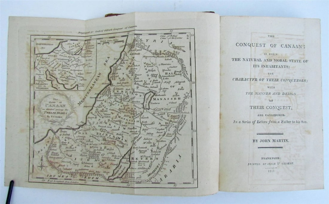 1811 CONQUEST of CANAAN by JOHN MARTIN antique w/ MAP AMERICANA Frankford (1 of 6)