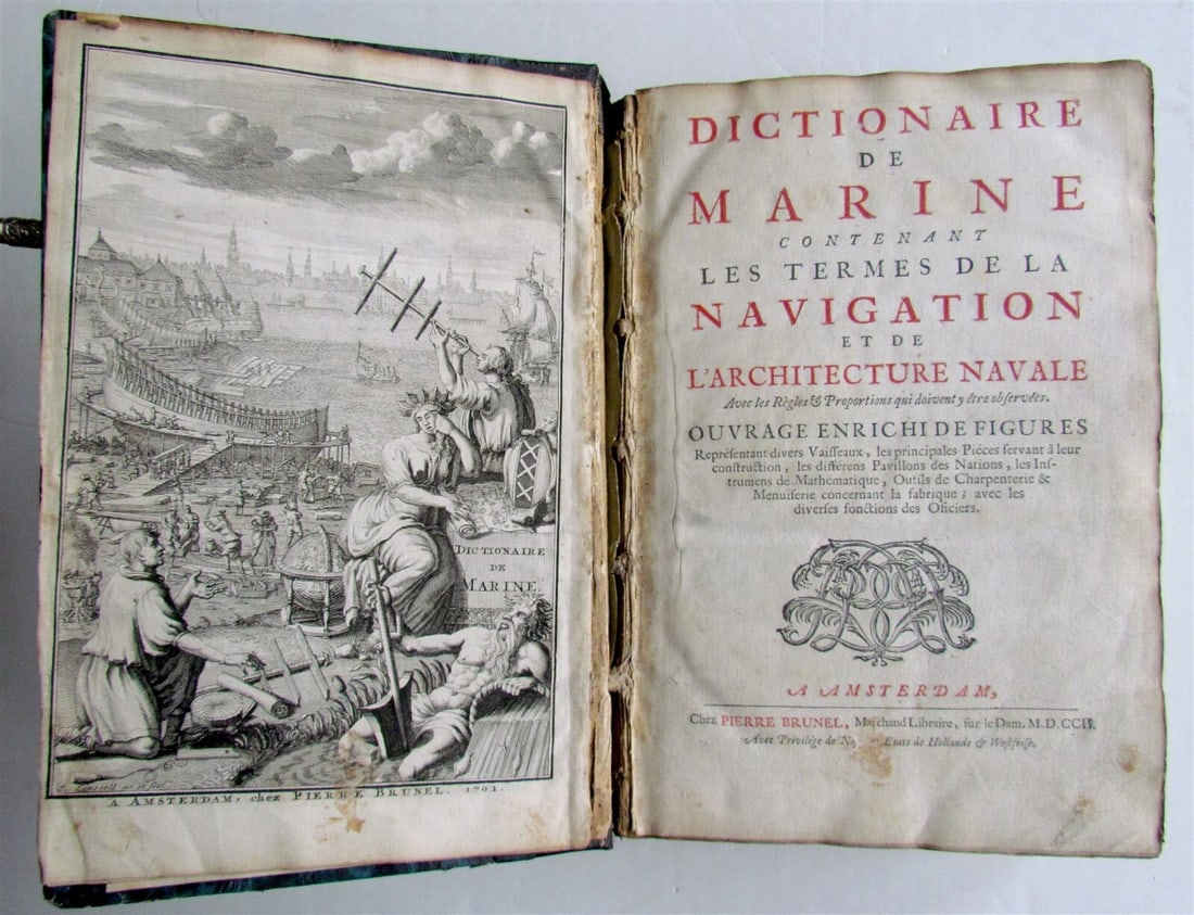 1702 NAVAL DICTIONARY ILLUSTRATED ship architecture maritime terminology antique (1 of 13)