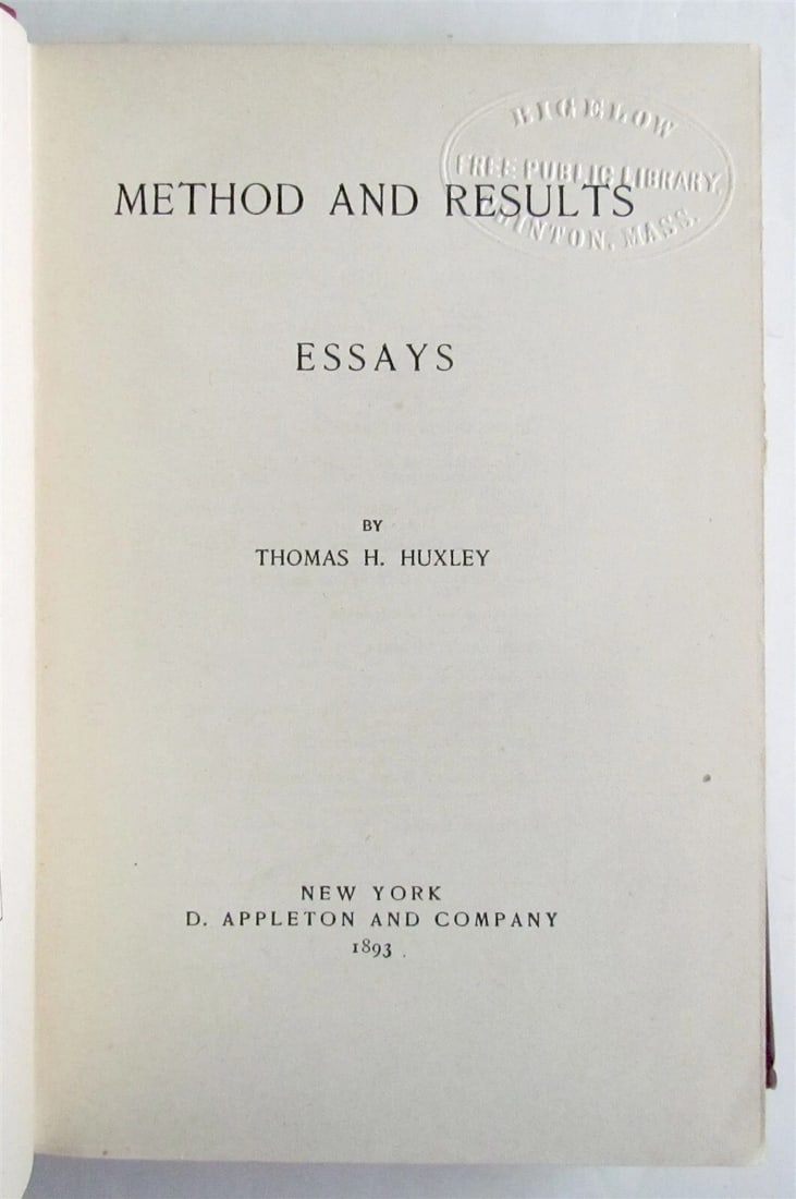 1893 METHOD AND RESULTS ESSAYS by THOMAS HUXLEY antique (1 of 3)
