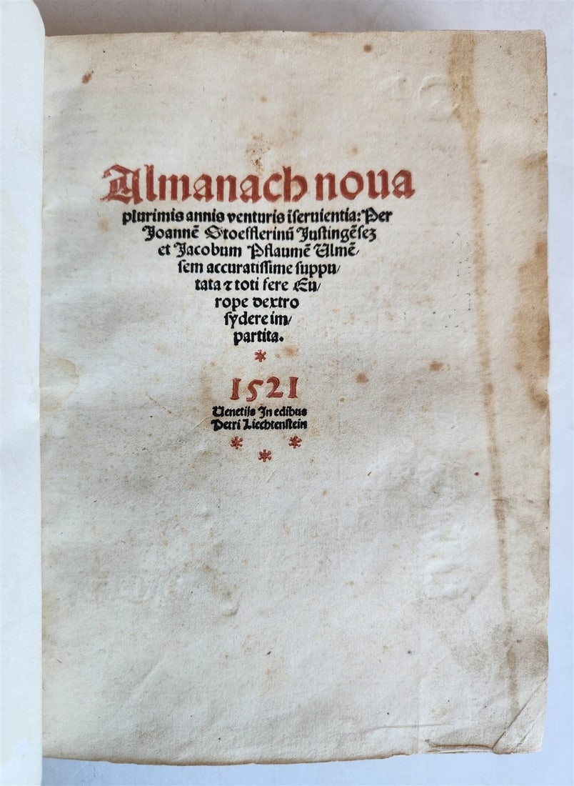 1521 Post-Incunabula ASTROLOGY & ASTRONOMY ALMANACH NOVA by J. Stoeffler ANTIQUE (1 of 13)