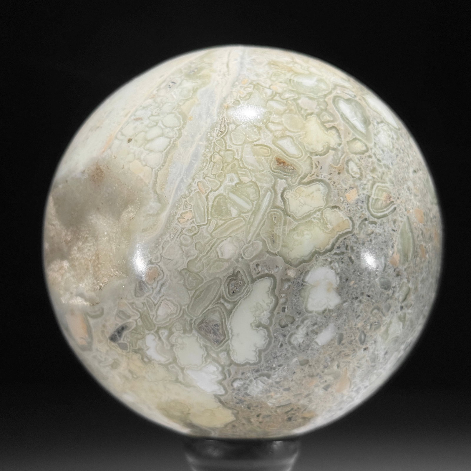 Wonderful set of an onyx sphere and a crystal cube cluster with stands - 2