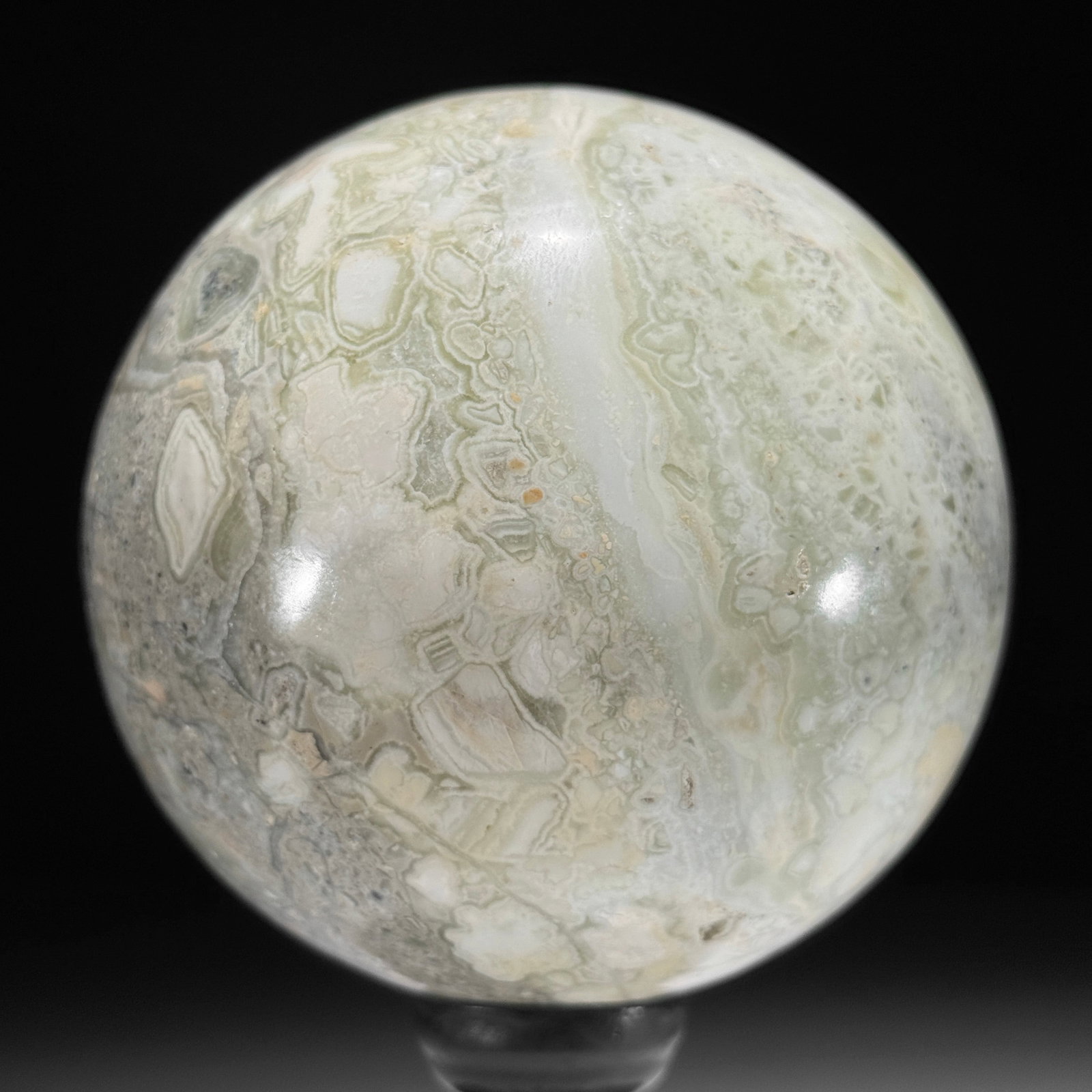 Wonderful set of an onyx sphere and a crystal cube cluster with stands - 5