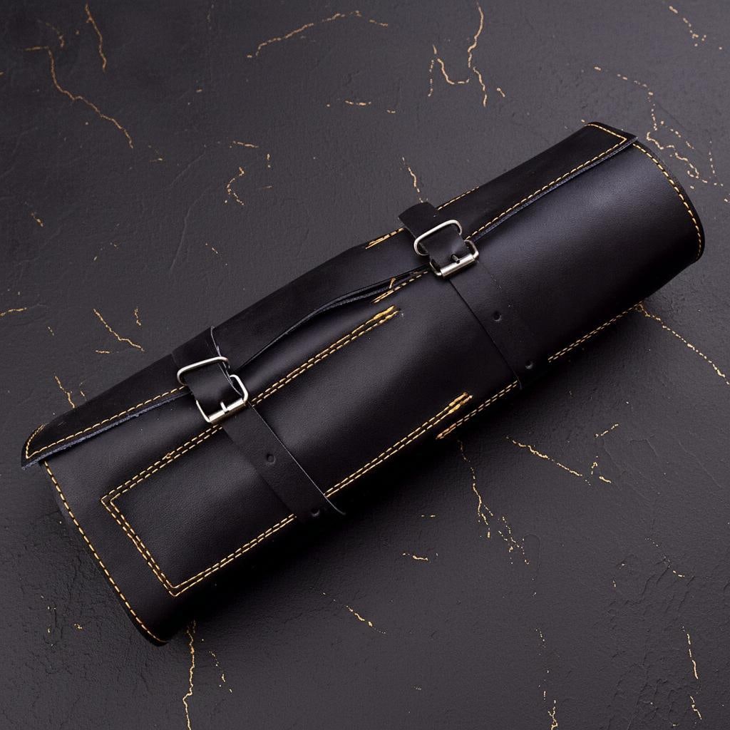 Hammered Damascus Steel 8pc Kitchen Knife Set with Turquoise Resin Handles and Leather Roll Bag - 4