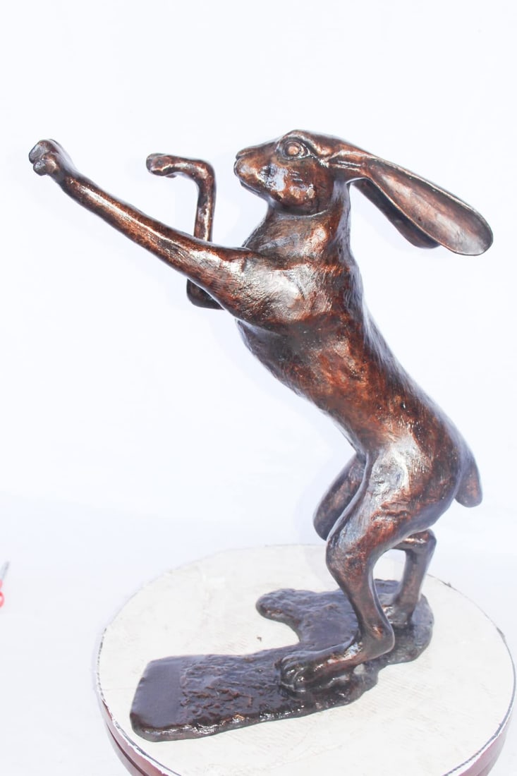 Leaping jackrabbit bronze statue - Size: 21"L x 13"W x 24"H - 10
