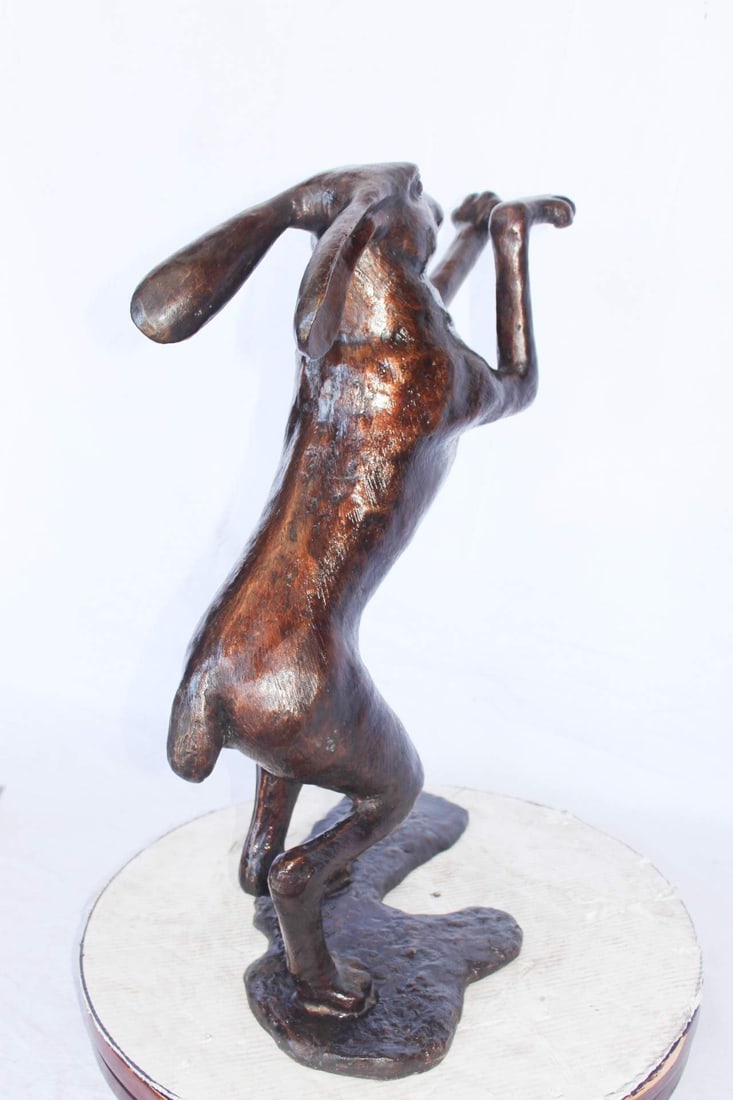 Leaping jackrabbit bronze statue - Size: 21"L x 13"W x 24"H - 7