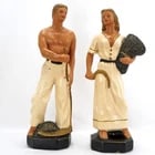 Pair Alexander Backer ABCO Statues: Title:Pair Alexander Backer ABCO StatuesSize:Each figure - 14 ? in (36.2 cm) tall x 4 ? in (11.4 cm) wide x 3 5/8 in (9.2 cm) deep.Description:A pair of over 14 in tall statues of a man and woman who