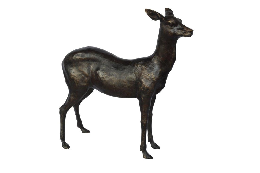 Doe - baby deer bronze statue - Size: 30"L x 8"W x 30"H. - 10