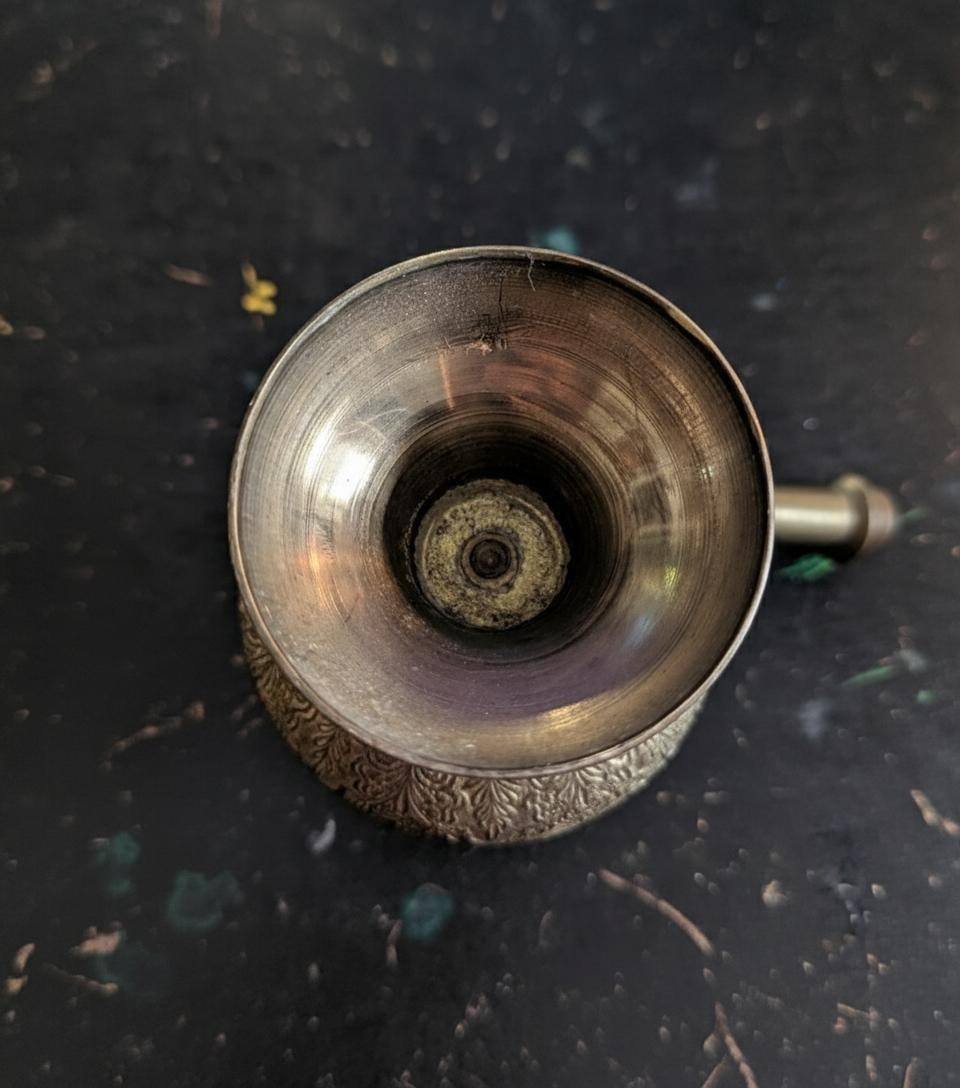 11" Tall Vintage Brass Gulabdan, a Rose & Holy Water Sprinkler for Ceremony Decor - 5