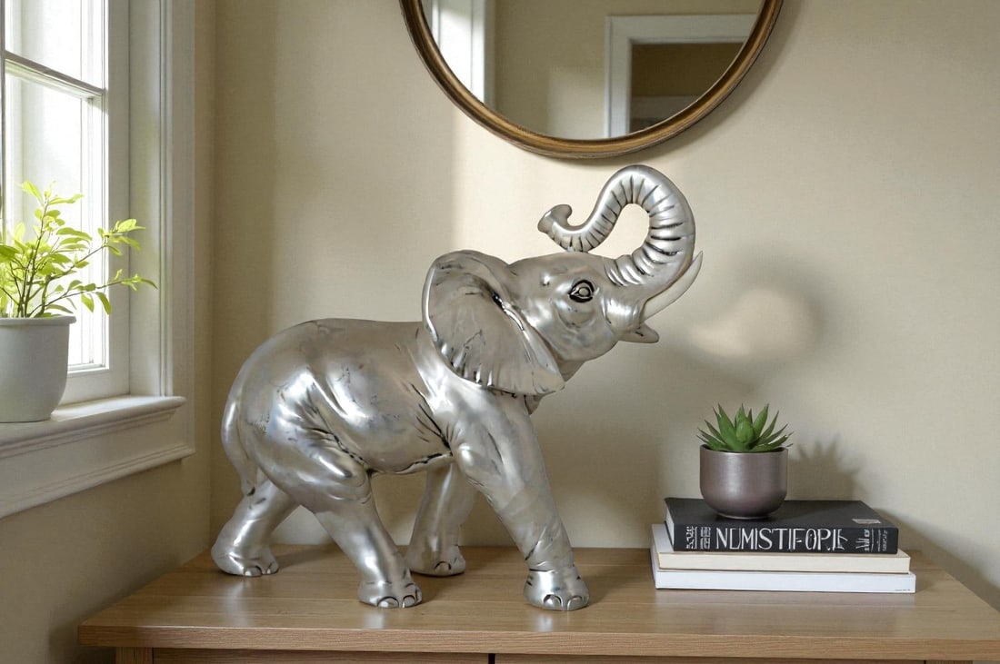 Elephant statue made of resin - Size: 9"L x 4"W x 8"H. - 3