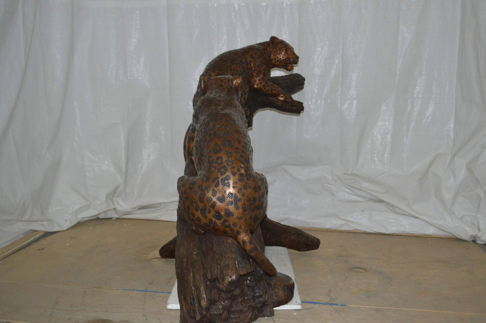 Two Jaguars On A Tree Bronze Statue - Size: 66"L x 34"W x 44"H. - 9