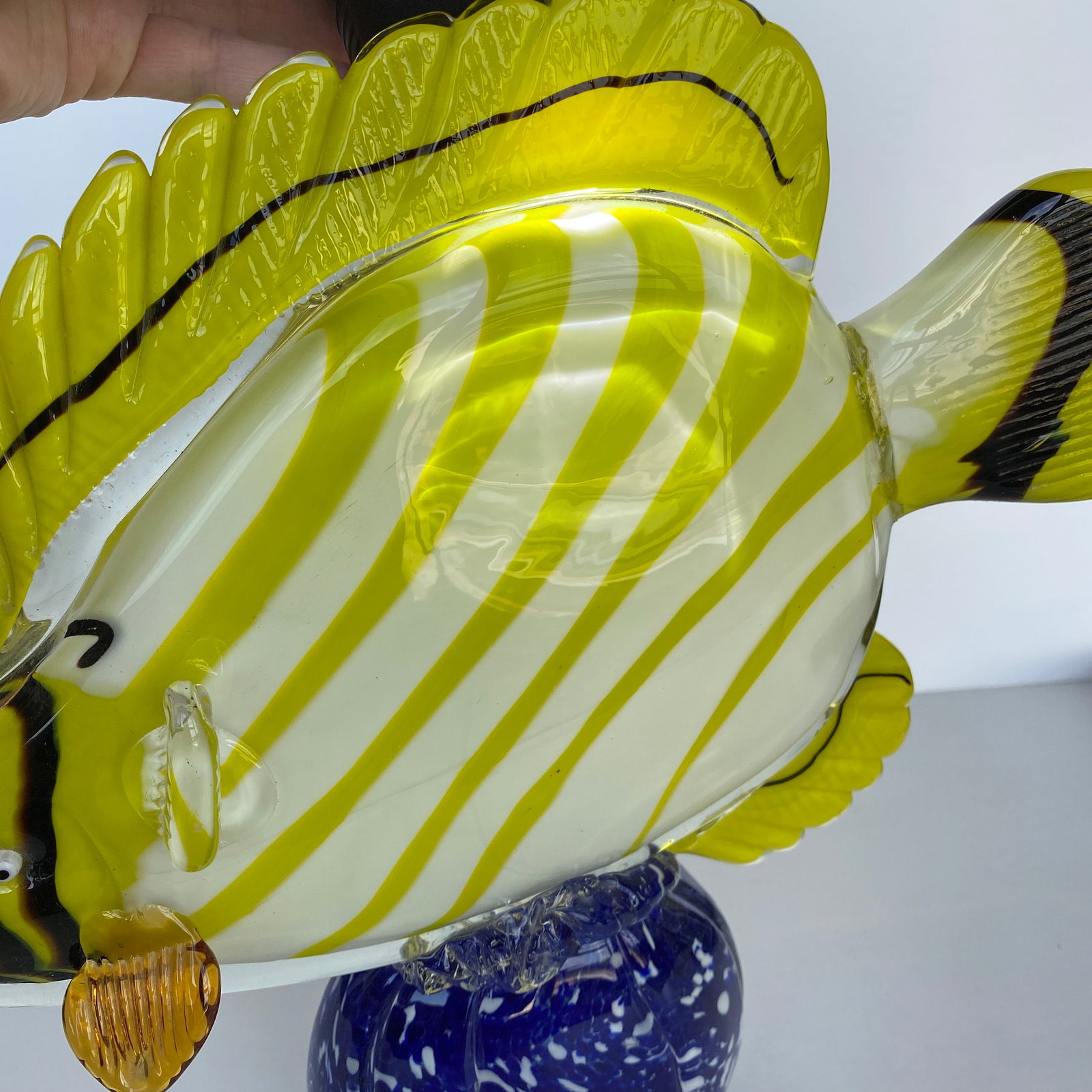 Blown glass fish on a pedestal - 12