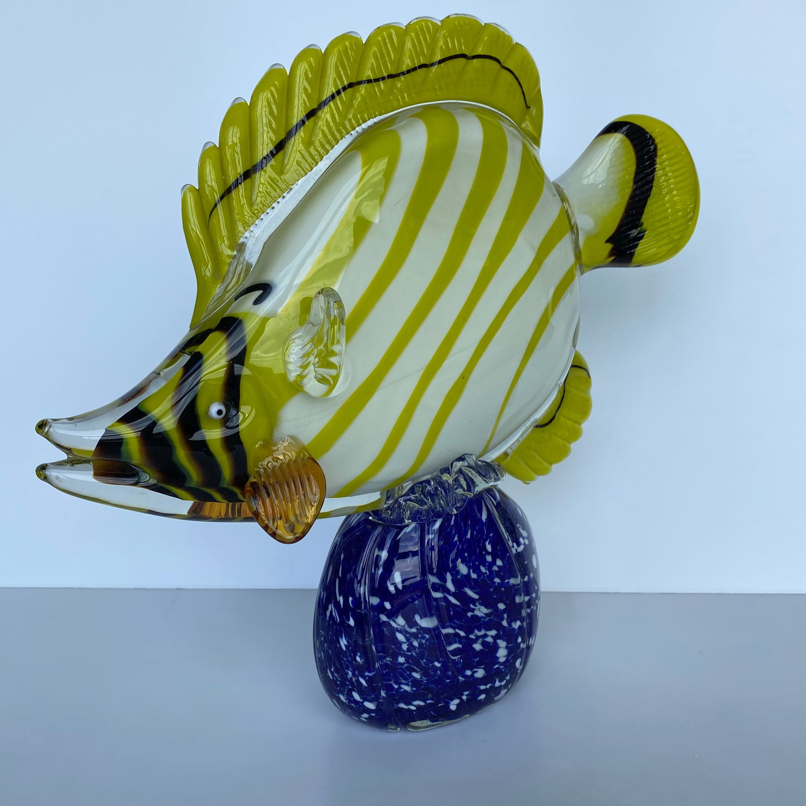 Blown glass fish on a pedestal - 2