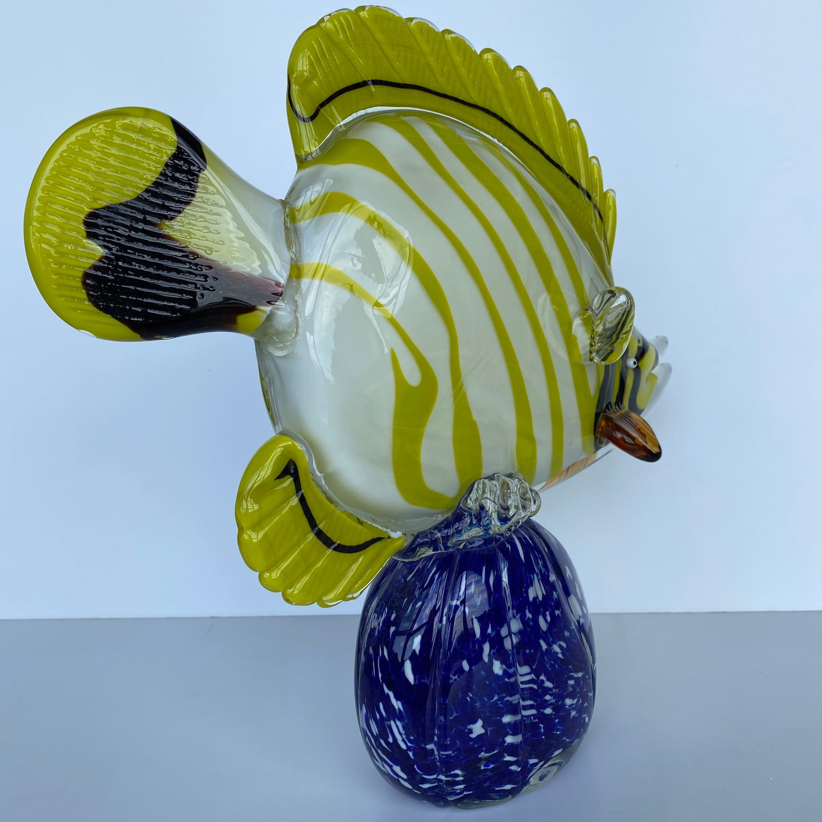 Blown glass fish on a pedestal - 4