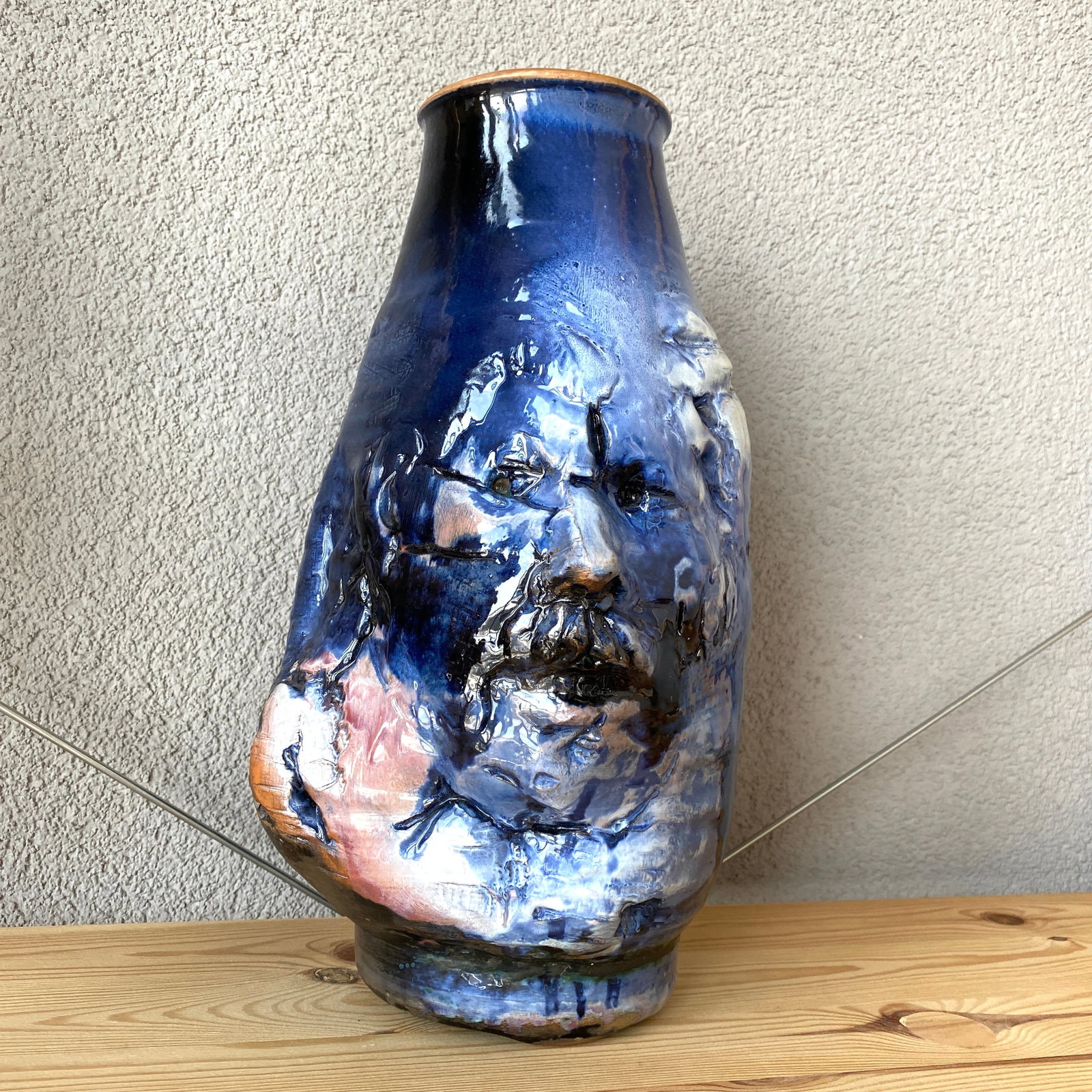 Antique vase, face sculpture: Title: Antique vase, face sculpture Maker:Unknown Origin: Unknown Date/Period:Unknown Materials:Ceramic Size:Size: 38 x 23 x 22 cm Description:Antique vase, face sculptureSize: 38 x 23 x 22 cmWeight: