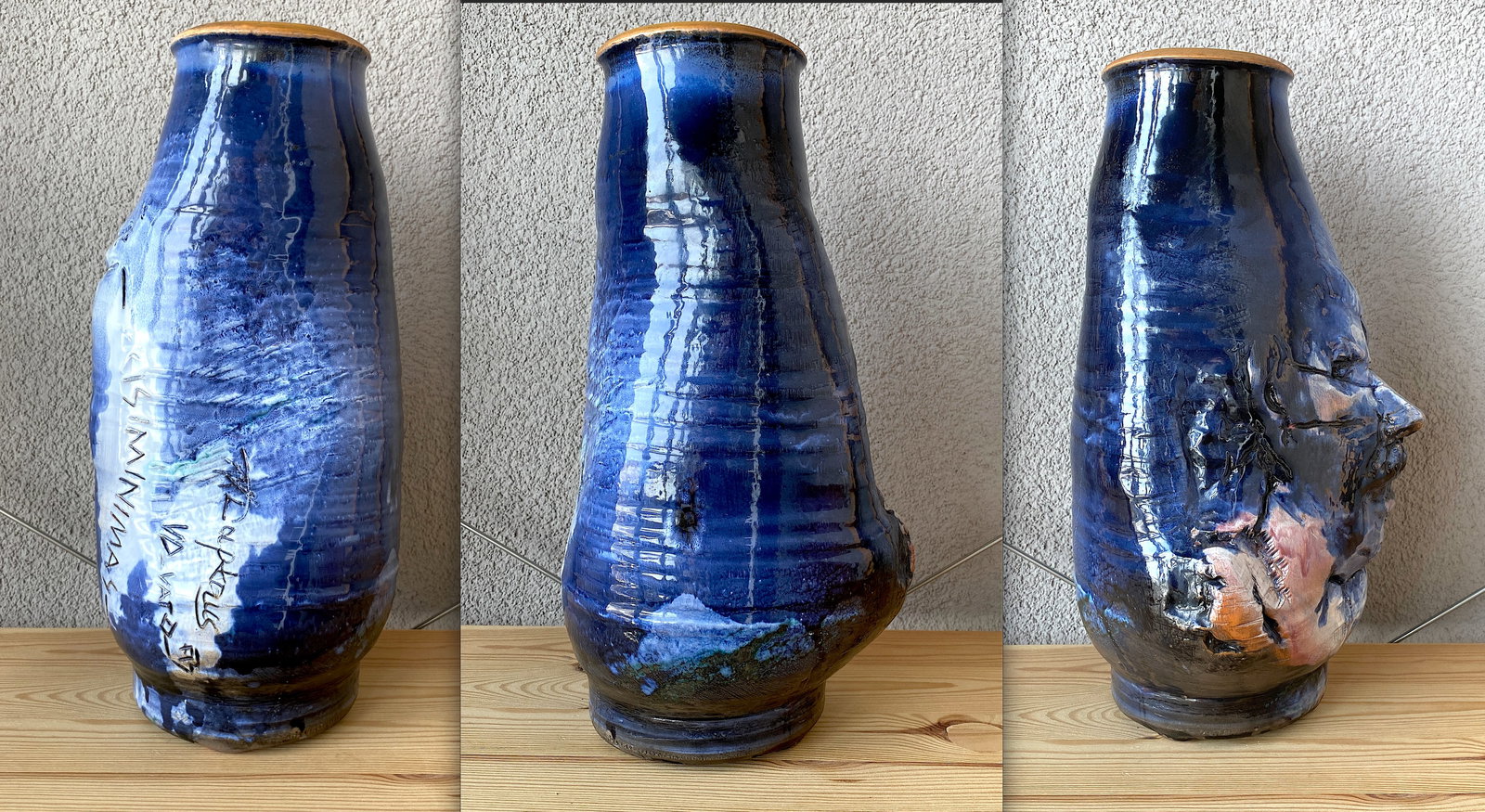 Antique vase, face sculpture - 9