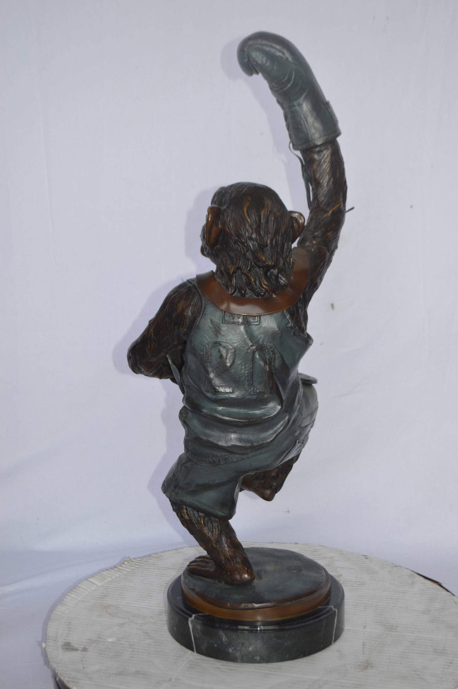 Boxing Monkey Bronze Statue - Humorous Bronze Monkey Sculpture - Size: 10"L x 12"W x 33"H. - 9