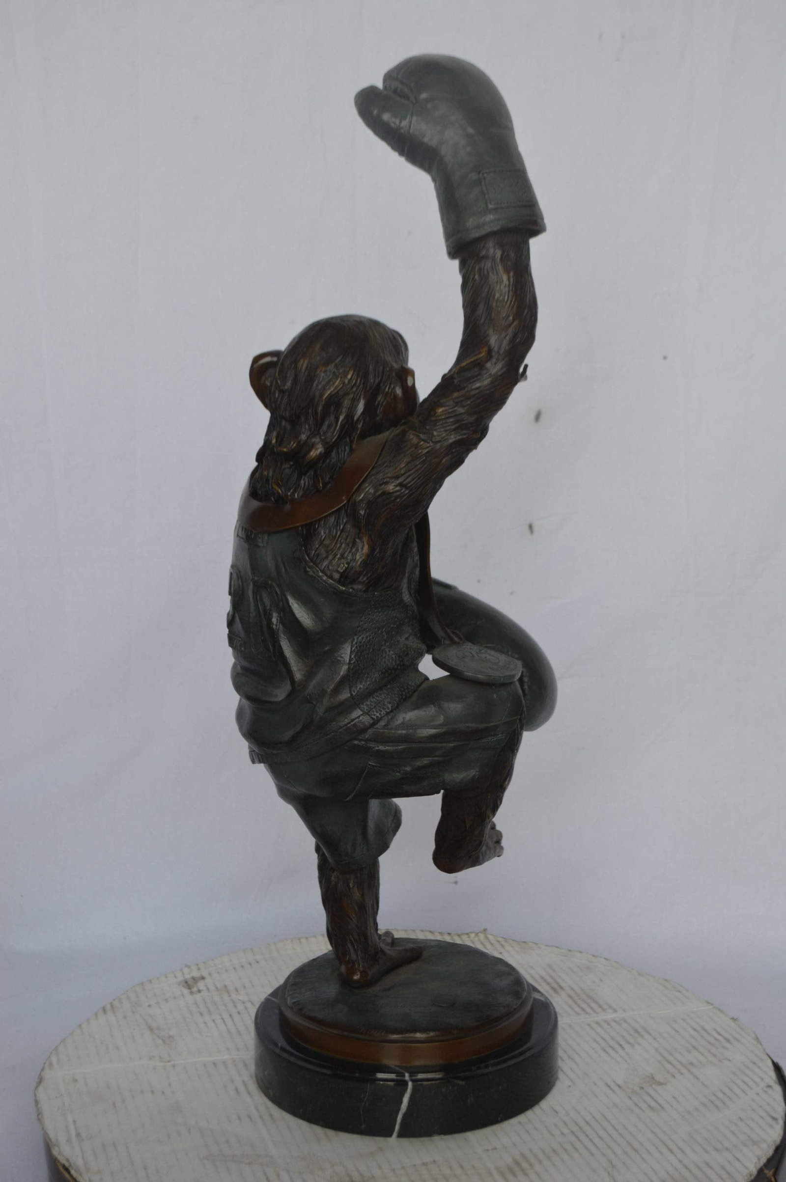 Boxing Monkey Bronze Statue - Humorous Bronze Monkey Sculpture - Size: 10"L x 12"W x 33"H. - 8