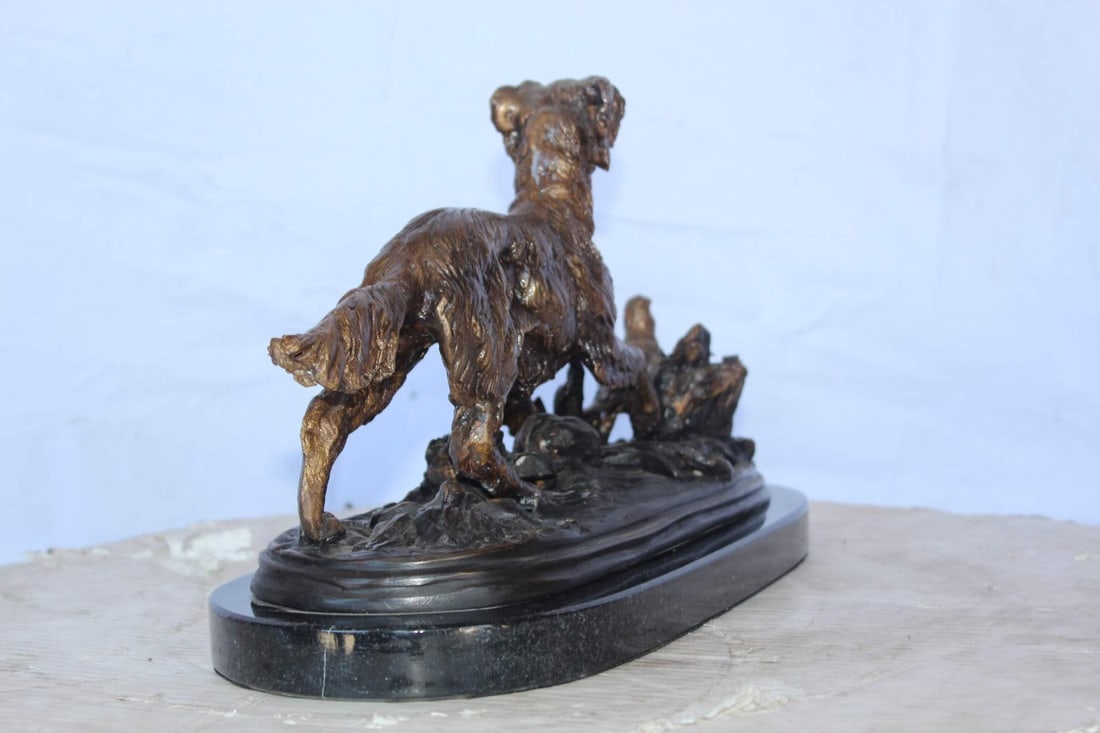 Golden retriever enjoying the outdoors bronze statue - Size: 16"L x 7"W x 9"H. - 9