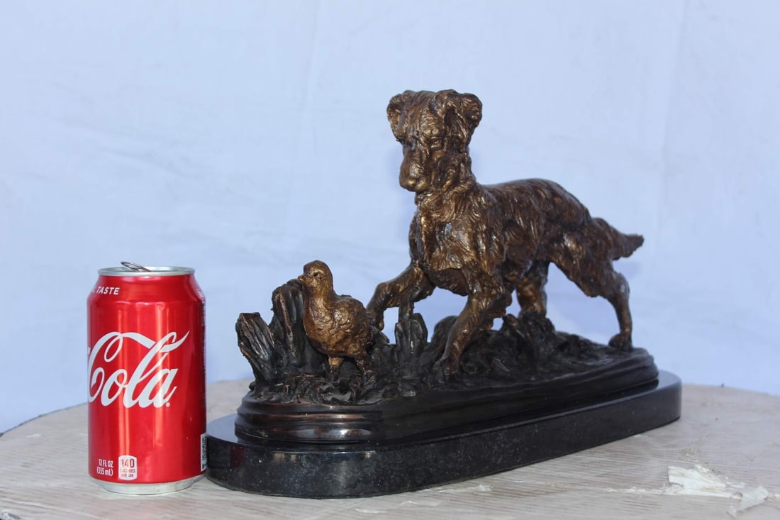 Golden retriever enjoying the outdoors bronze statue - Size: 16"L x 7"W x 9"H. - 5