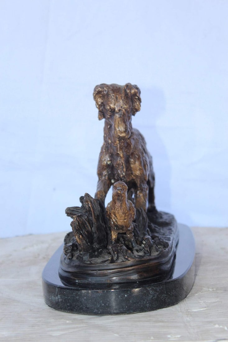 Golden retriever enjoying the outdoors bronze statue - Size: 16"L x 7"W x 9"H. - 6