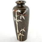 Miniature 19th C Japanese Inlaid Bronze Vase - 4