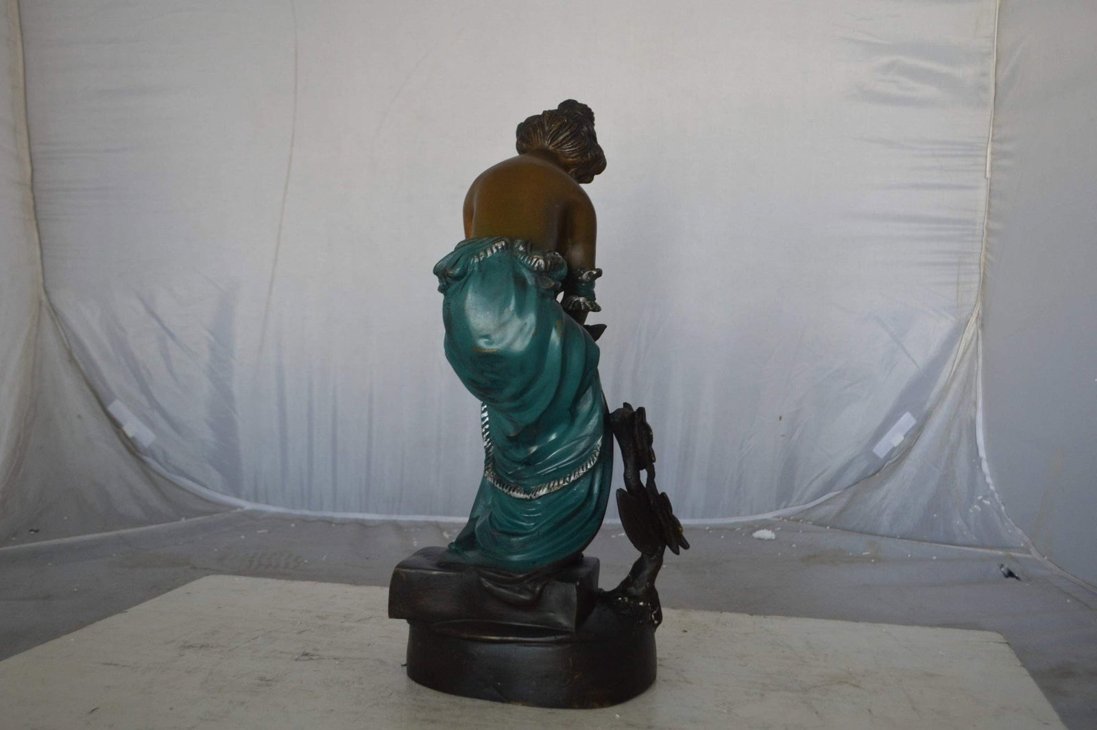 Lady holding a bird bronze statue - Size: 10"L x 9"W x 20"H. - 9